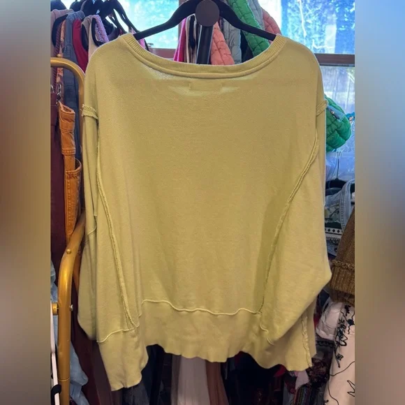 NWOT Free People We The Free Camden Sweatshirt - lightning bolt lime - XS - Picture 6 of 7